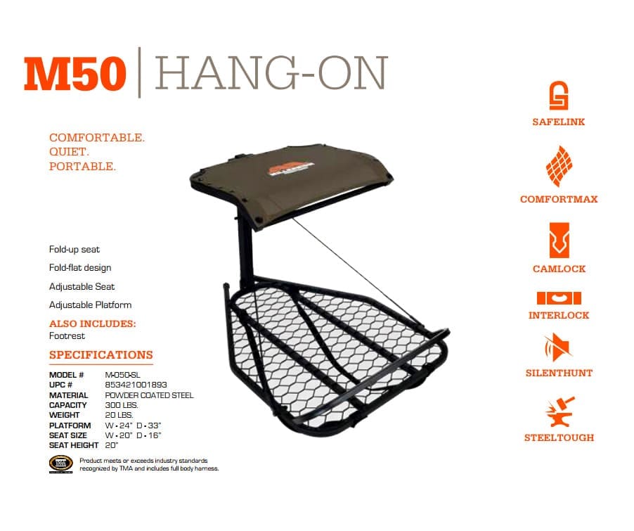 Millennium Tree stands M-050-SL Steel Hang On w/footrest