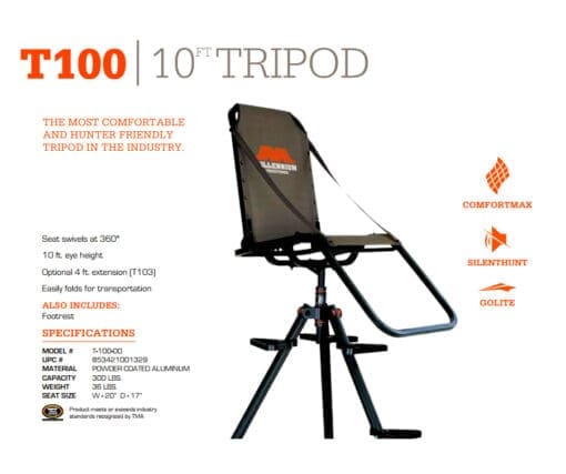 Millennium Tree stands T-100-00 10' UltraLite Tripod with Footrest