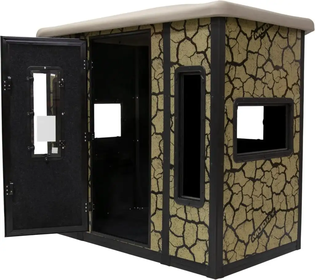 PENTHOUSE BOX BLIND W/ ELITE 5' TOWER / STEEL WALL CONSTUCTION / CRACKED MUD CAMO