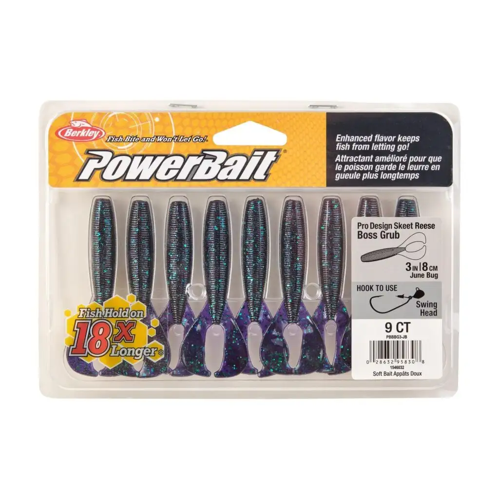 BerkleyPowerBait The Boss Grub/Blister/Black Blue Fleck