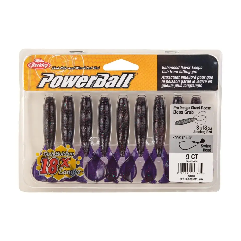 BerkleyPowerBait The Boss Grub/Blister/Black Blue Fleck