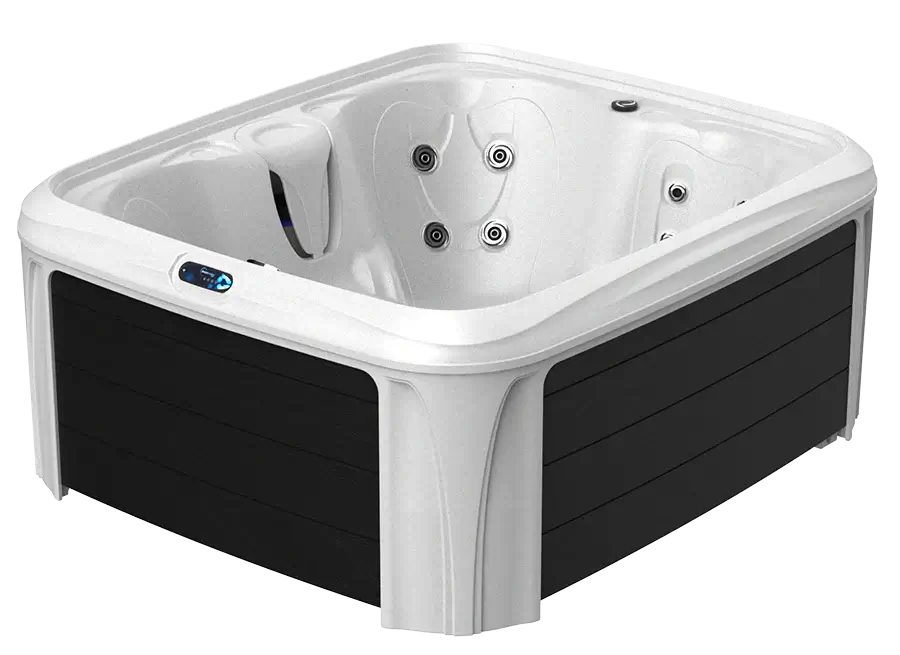 DreamMaker Comfort 2000S hot tub in the White and Black Syncrylic finish
