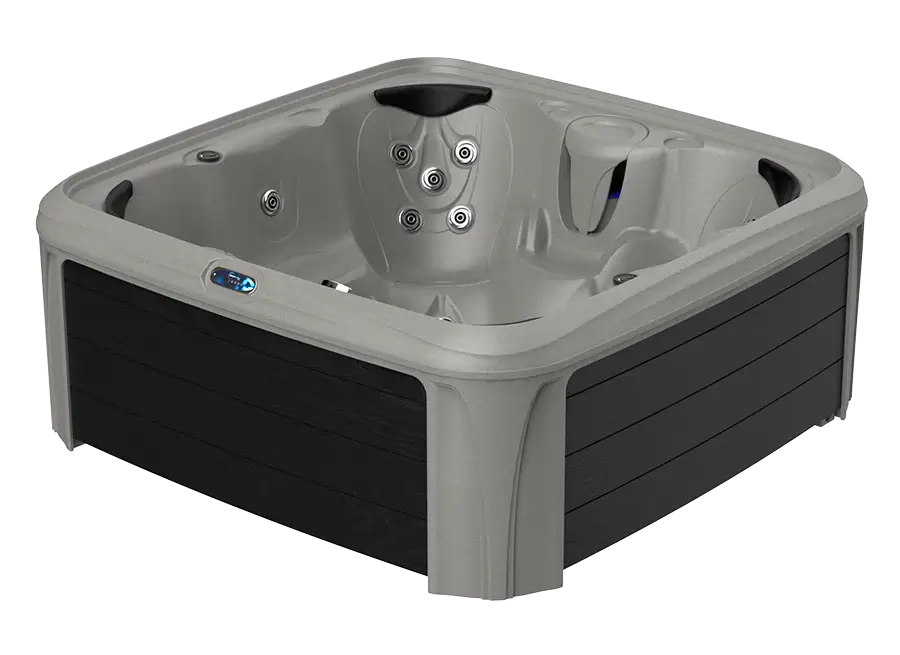 DreamMaker 2300S hot tub in the Mystic Syncrylic finish with a black cabinet