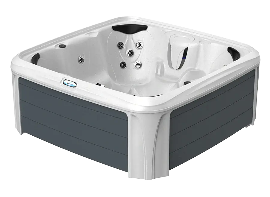 DreamMaker 2300S hot tub in the White and Grey Syncrylic finish