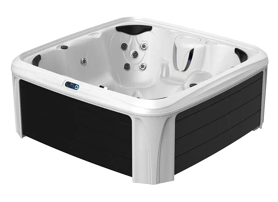 DreamMaker Comfort 2300S hot tub in the White and Black Syncrylic finish