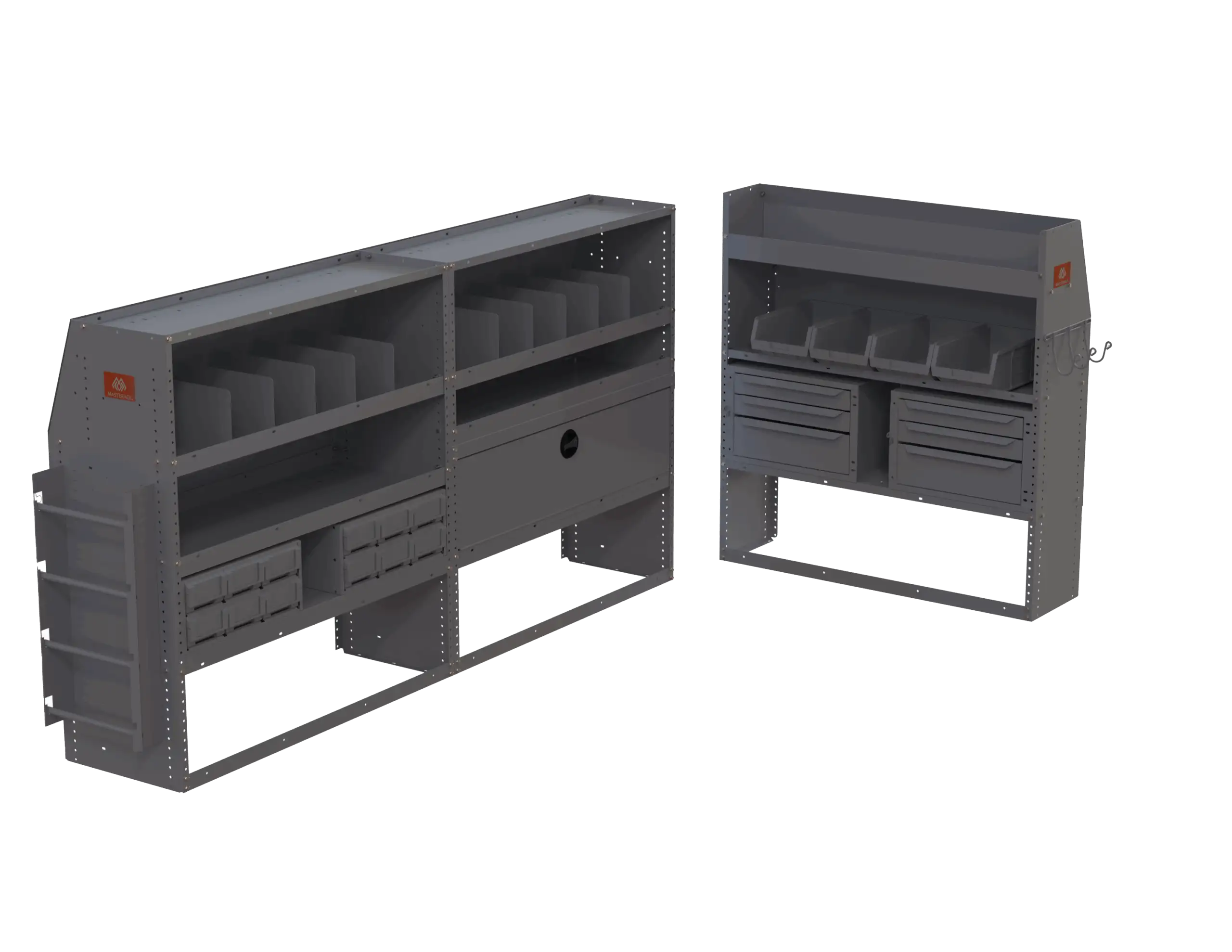 Electrician Cargo Van Shelving Package – Ford Transit Low Roof, GM Express/Savana