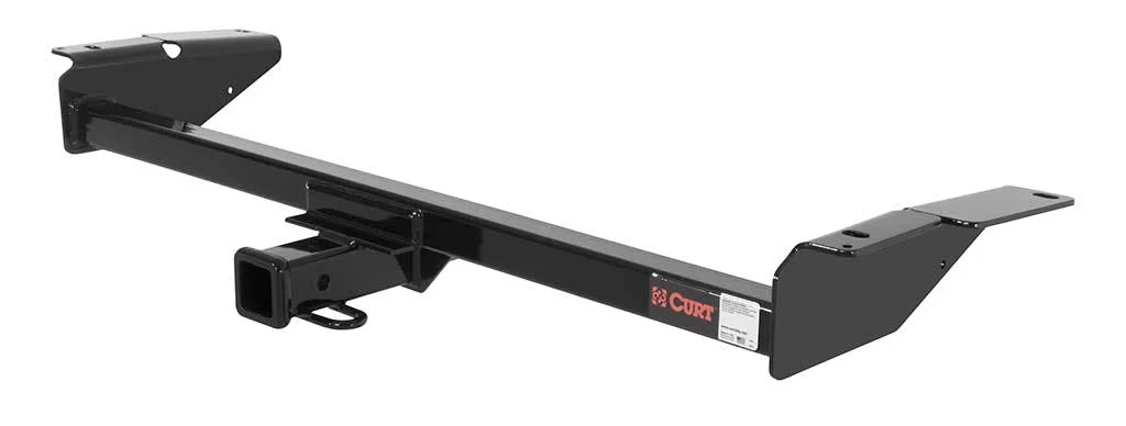 Black Class 2 trailer hitch with extended shank and receiver tube mounted on white background