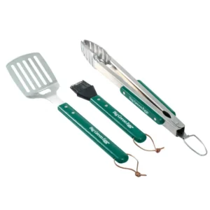 Stainless Steel BBQ Tool Set with Wood Handles and Bottle Opener, 3-Piece