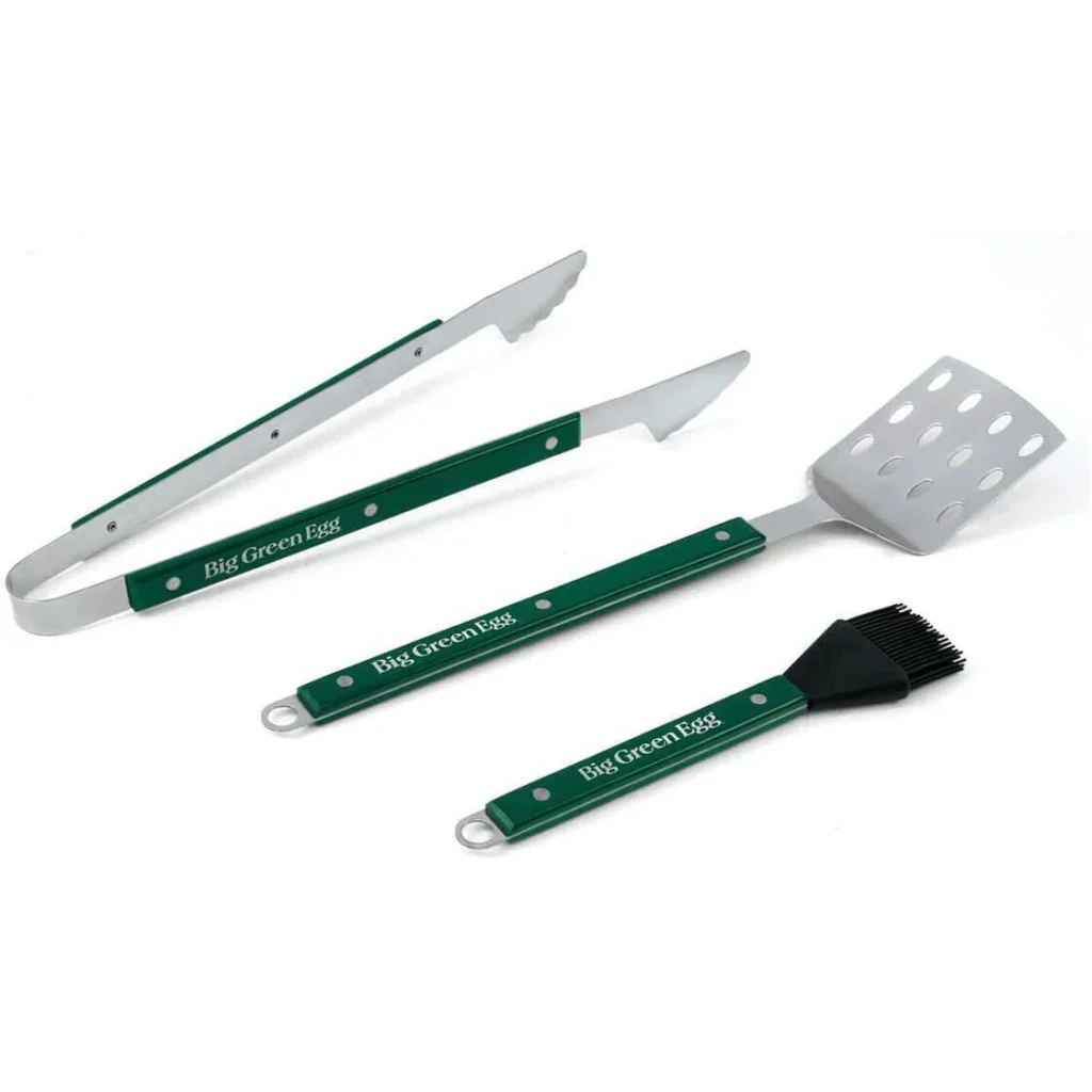 Stainless Steel BBQ Tool Set with Wood Handles, 3-Piece