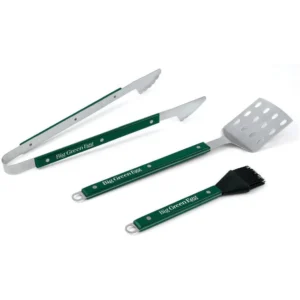 Stainless Steel BBQ Tool Set with Wood Handles, 3-Piece