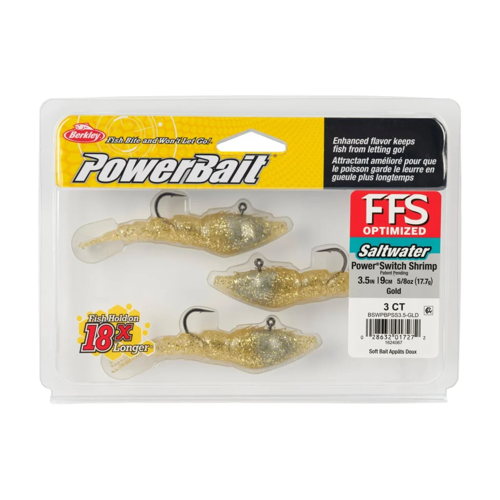 Berkley PowerBait Saltwater PowerSwitch Shrimp 3.5" - Gold (3-Pack)