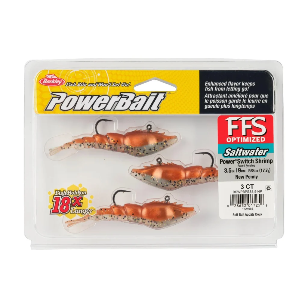 Berkley PowerBait Saltwater PowerSwitch Shrimp 3.5" - New Penny (3-Pack)