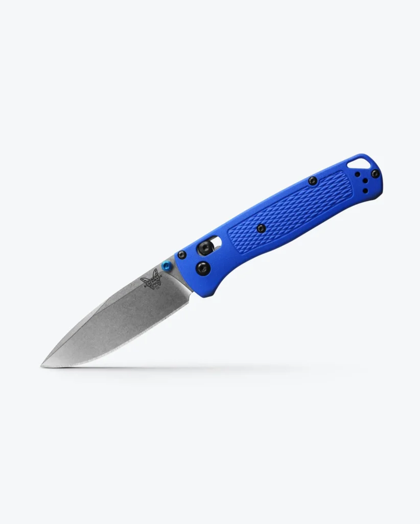 Benchmade Bugout Folding Knife - Blue Grivory, Drop Point