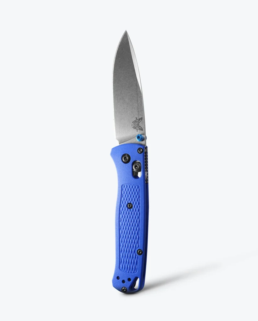Benchmade Bugout Folding Knife - Blue Grivory, Drop Point
