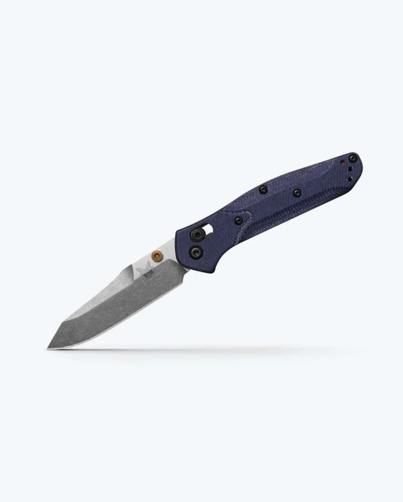 Benchmade Mini Osborne Folding Knife - Denim Micarta, Reverse Tanto
