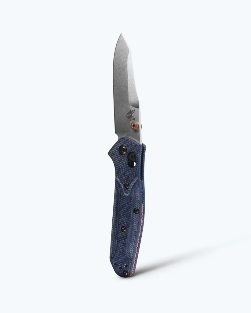 Benchmade Mini Osborne Folding Knife - Denim Micarta, Reverse Tanto