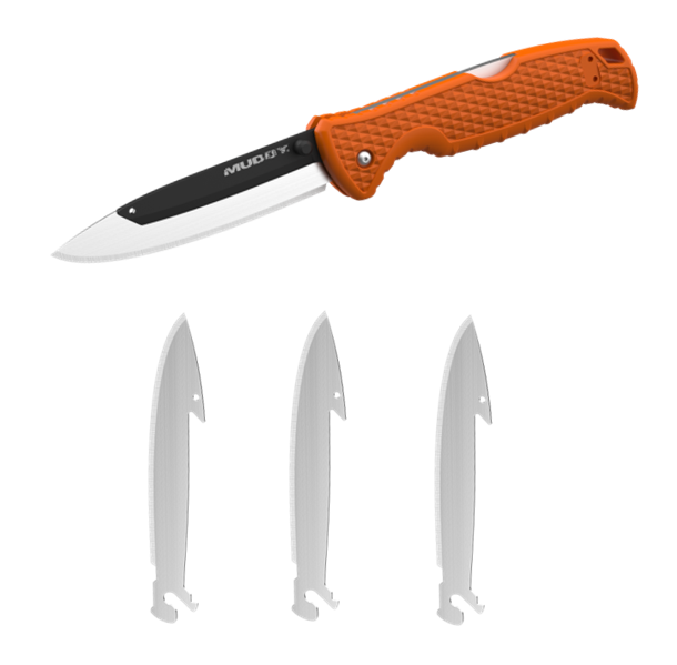Muddy SWAP Replace-A-Blade Folding Knife - Orange, 3 Blades
