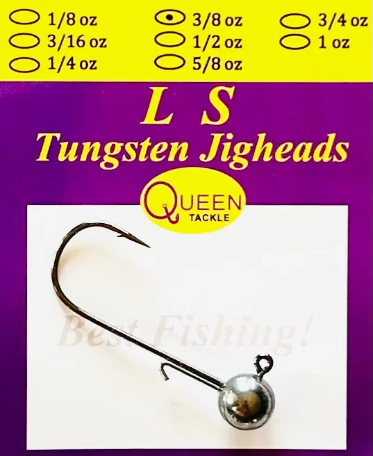 Queen Tackle LS Tungsten Jighead 3/8 oz, 3/0 Hook - Unpainted