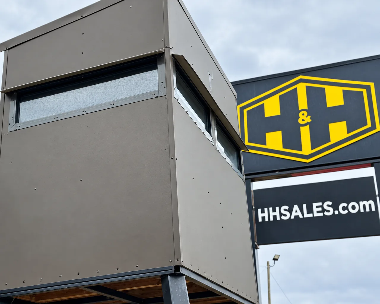 Elevated shooting house outside an H&H Truck & Outdoor store