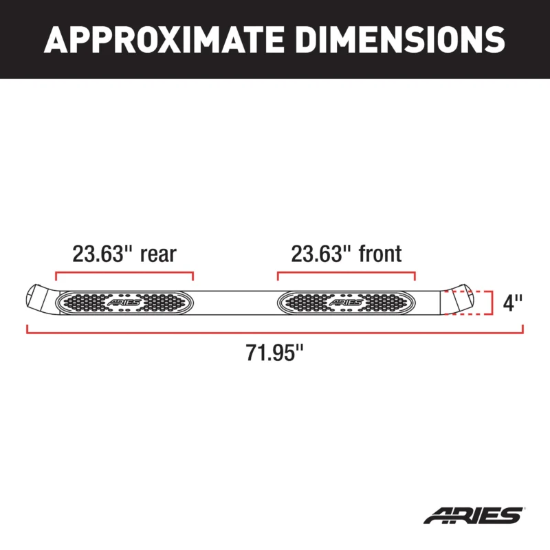 ARIES S224052 - 4-Inch Oval Side Bars, Extended Cab, Black