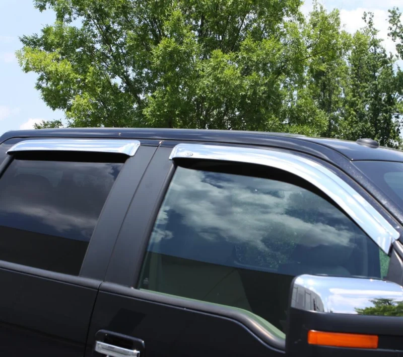 Auto Ventshade AVS 684387 - AVS Chrome Ventvisor, Crew Cab, Outside Mount