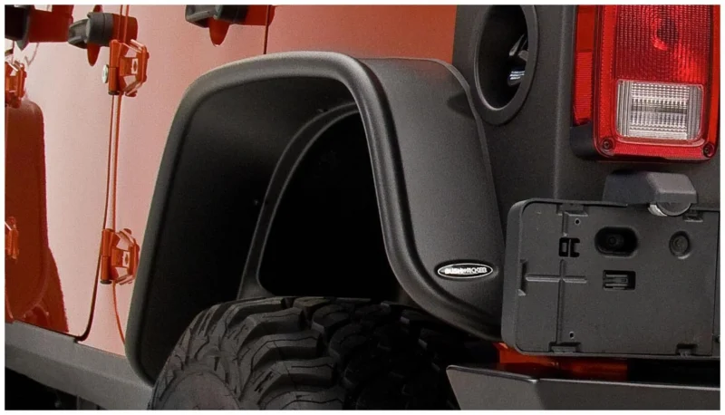 Bushwacker 10050-07 - Flat Style Fender Flares (Jeep), 2-Piece Rear, Black