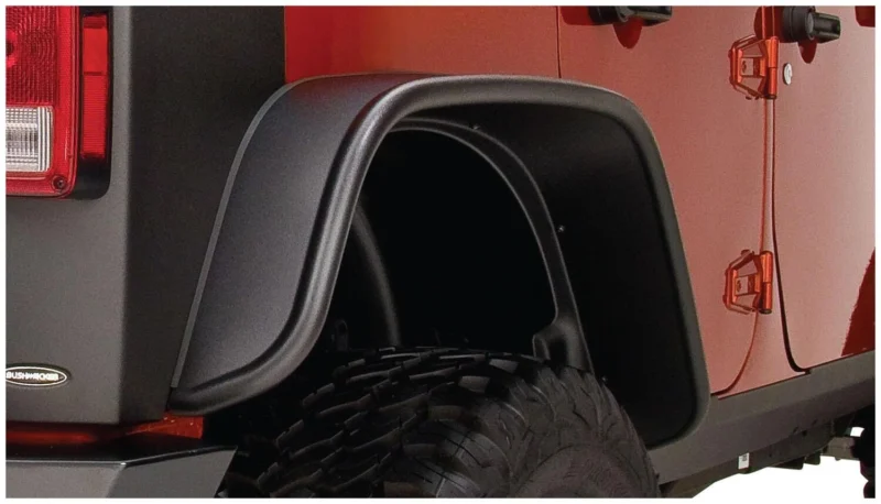 Bushwacker 10050-07 - Flat Style Fender Flares (Jeep), 2-Piece Rear, Black