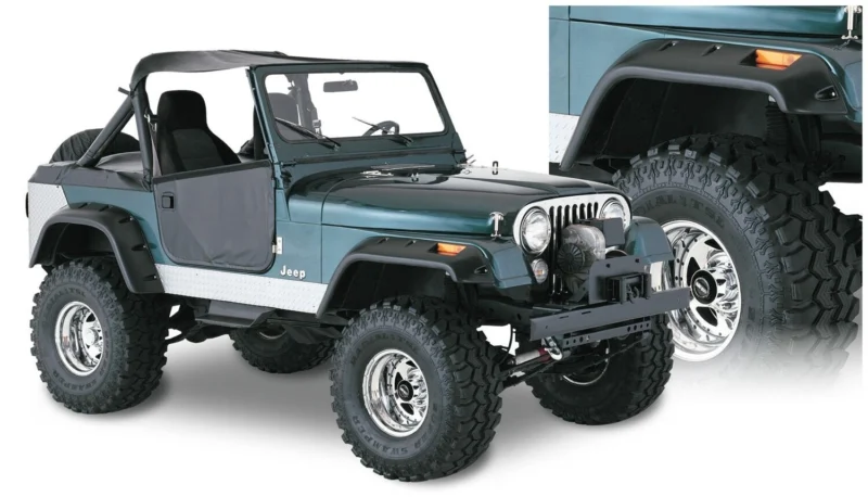 Bushwacker 10910-07 - Cutout Fender Flares (Jeep), Black, Textured
