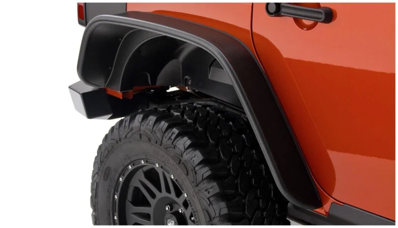 Bushwacker 10918-07 - Flat Style Fender Flares (Jeep), 4-Piece Set, Black