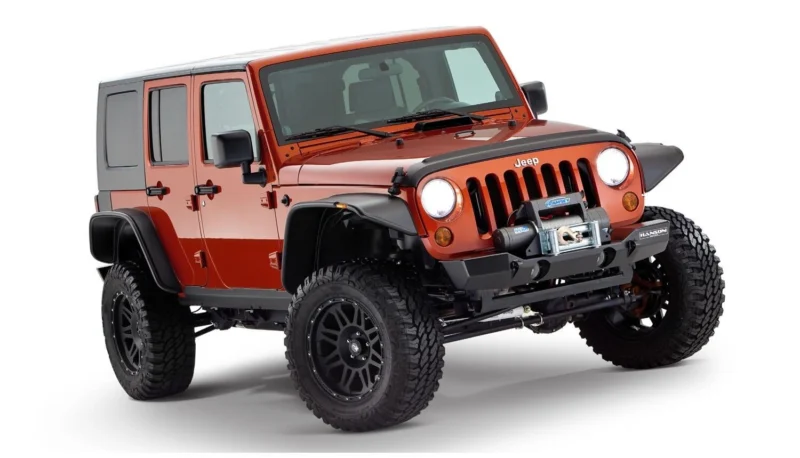 Bushwacker 10918-07 - Flat Style Fender Flares (Jeep), 4-Piece Set, Black