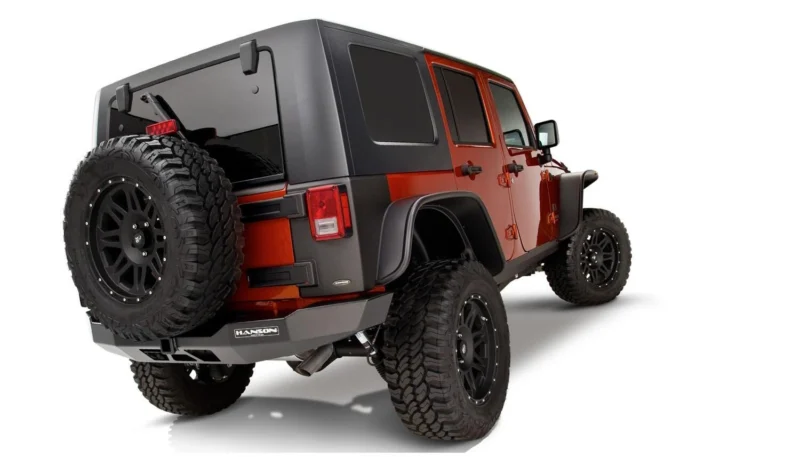 Bushwacker 10918-07 - Flat Style Fender Flares (Jeep), 4-Piece Set, Black