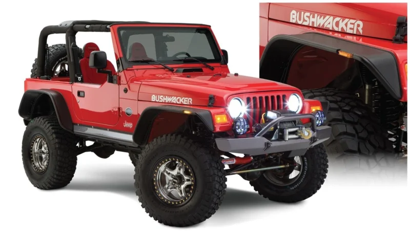 Bushwacker 10920-07 - Flat Style Fender Flares (Jeep), Black, Textured