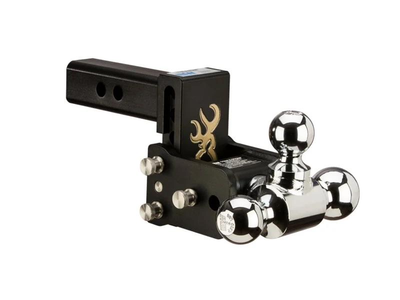 B&W Trailer Hitches TS10047BB - Tow & Stow Adjustable Ball Mount, Black Powdercoat w/ Browning Logo