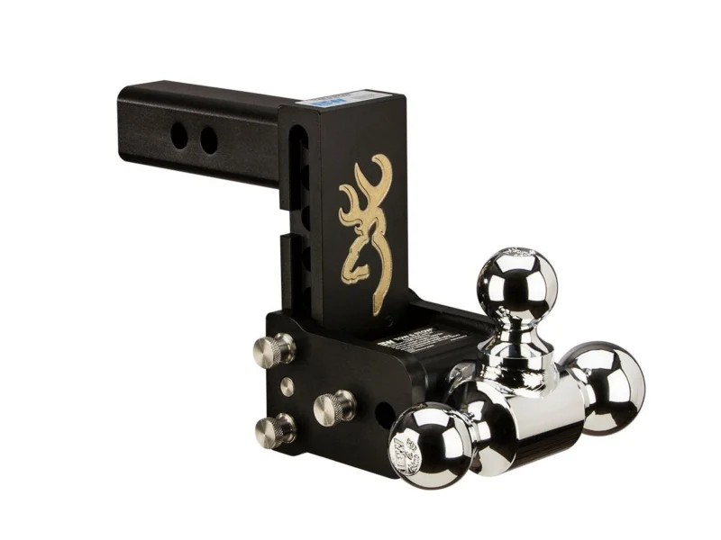 B&W Trailer Hitches TS10048BB - Tow & Stow Adjustable Ball Mount, Black Powdercoat w/ Browning Logo