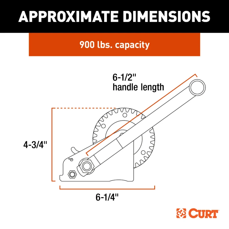 CURT 25002 - Trailer Winches, Clear Zinc