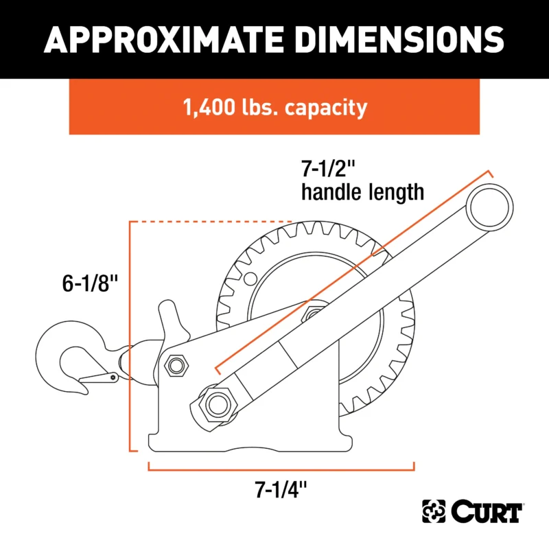 CURT 29435 - Trailer Winches, Clear Zinc