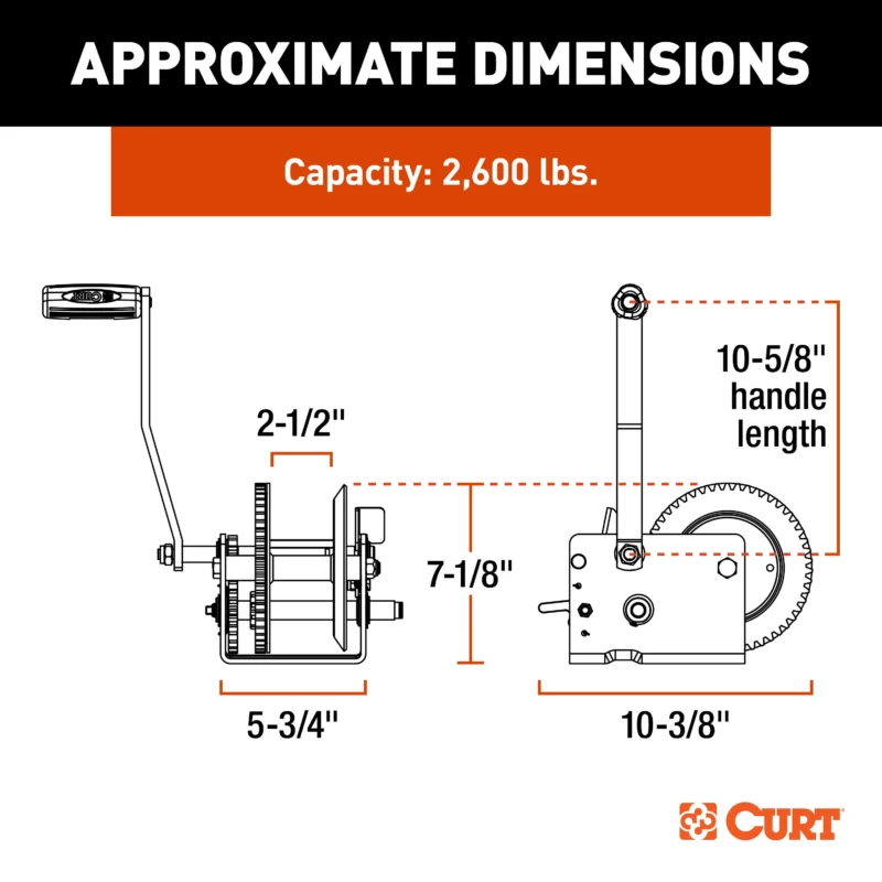 CURT 29526 - Trailer Winches, Clear Zinc