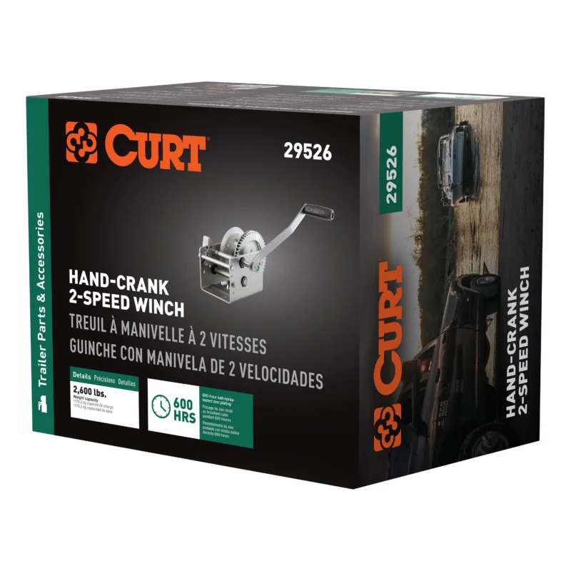 CURT 29526 - Trailer Winches, Clear Zinc