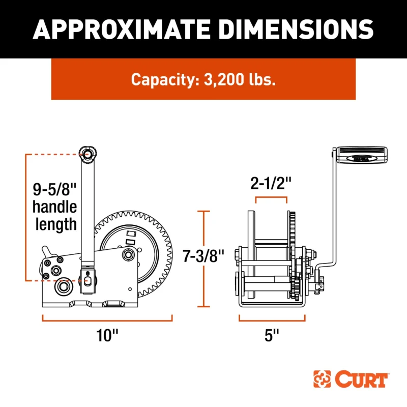 CURT 29532 - Trailer Winches, Clear Zinc