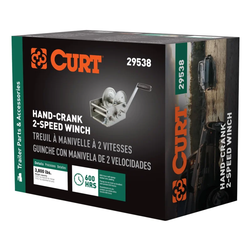 CURT 29538 - Trailer Winches, Clear Zinc