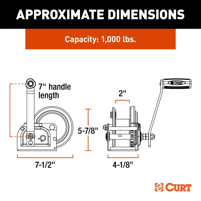 CURT 29610 - Trailer Winches, Clear Zinc
