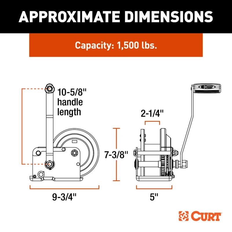 CURT 29615 - Trailer Winches, Clear Zinc