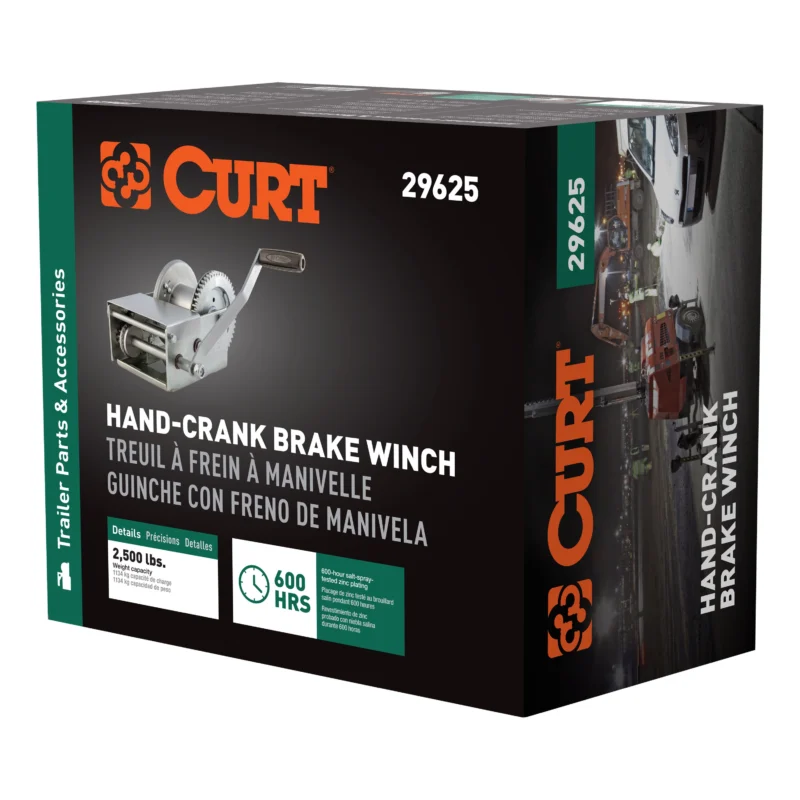 CURT 29625 - Trailer Winches, Clear Zinc