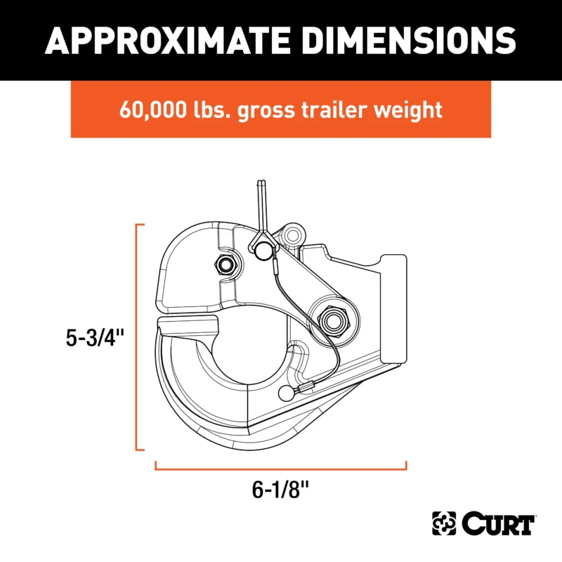 CURT 48231 - Pintle Hooks, Carbide Black Powder Coat