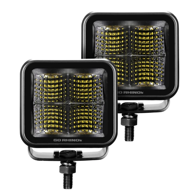 Go Rhino 750400321FCS - BLK - Two 3x3 Lights, Anodized, XPLOR Blackout