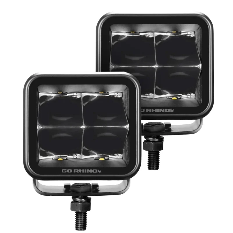 Go Rhino 750400321SCS - BLK-3x3 Spot Lights, Anodized, XPLOR Blackout