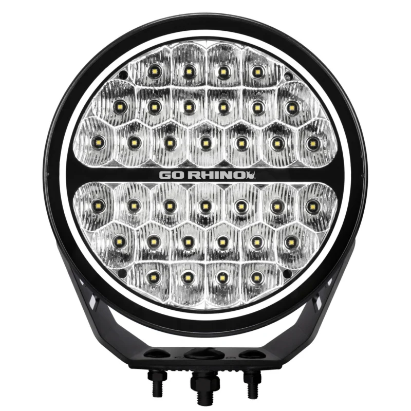 Go Rhino 751700911DRS - BLK-RoundLight W/DRL, Anodized, XPLOR Blackout