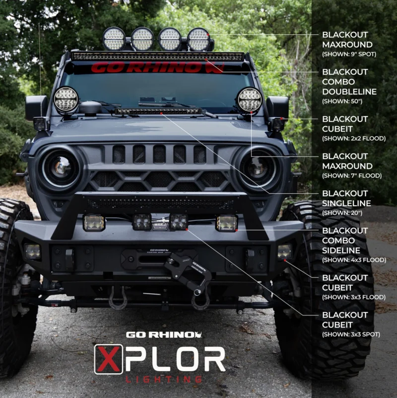 Go Rhino 752002111CDS - LED Lighting, Anodized, XPLOR Blackout