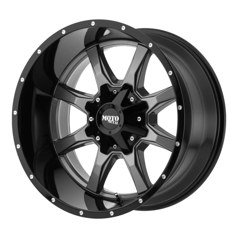 Moto Metal MO97029067418 - MO970, Gloss Gray Center W/ G-blk Lip