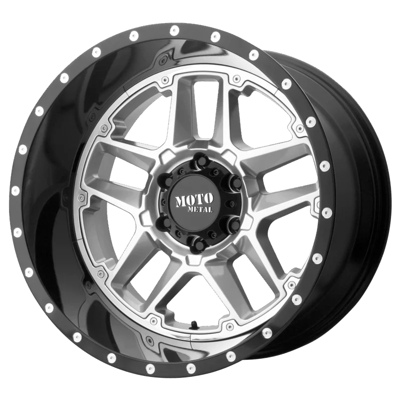 Moto Metal MO98721287444N - Sentry, Gloss Silver W/ Gloss Black Lp, Mo987 Sentry